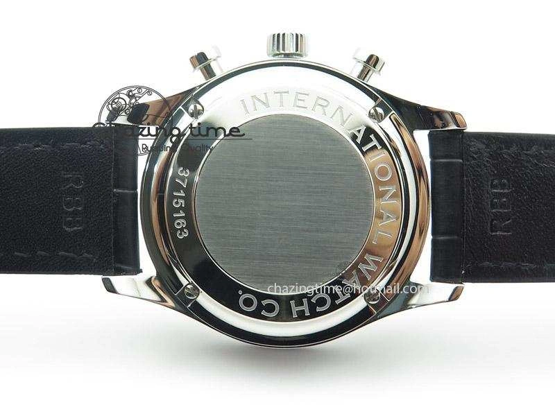 Portuguese 40mm Chrono SS Map Dial on Black Leather Strap A7750