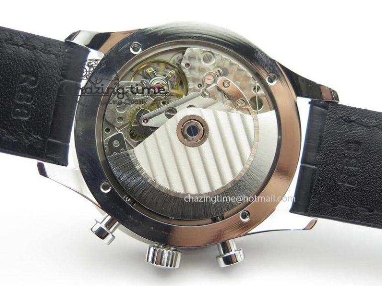 Portuguese 40mm Chrono SS Map Dial on Black Leather Strap A7750