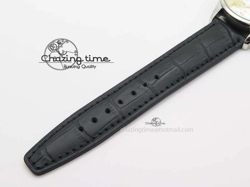 Portuguese 40mm Chrono SS Map Dial on Black Leather Strap A7750
