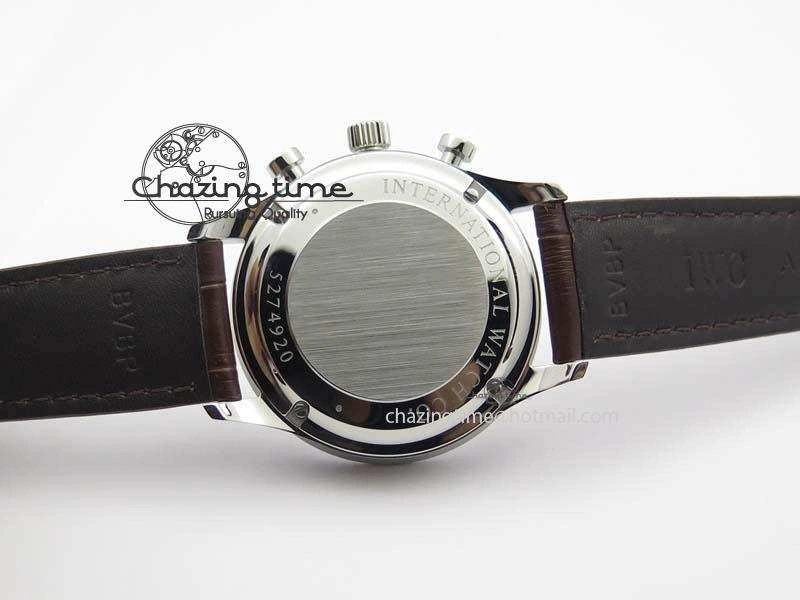 Portuguese Chrono IW371431 ZF 1:1 Best Edition Gray Dial On Brown Leather Strap A79350 (Slim Movement)