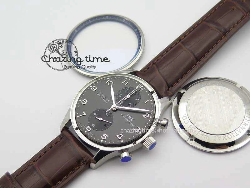 Portuguese Chrono IW371431 ZF 1:1 Best Edition Gray Dial On Brown Leather Strap A79350 (Slim Movement)