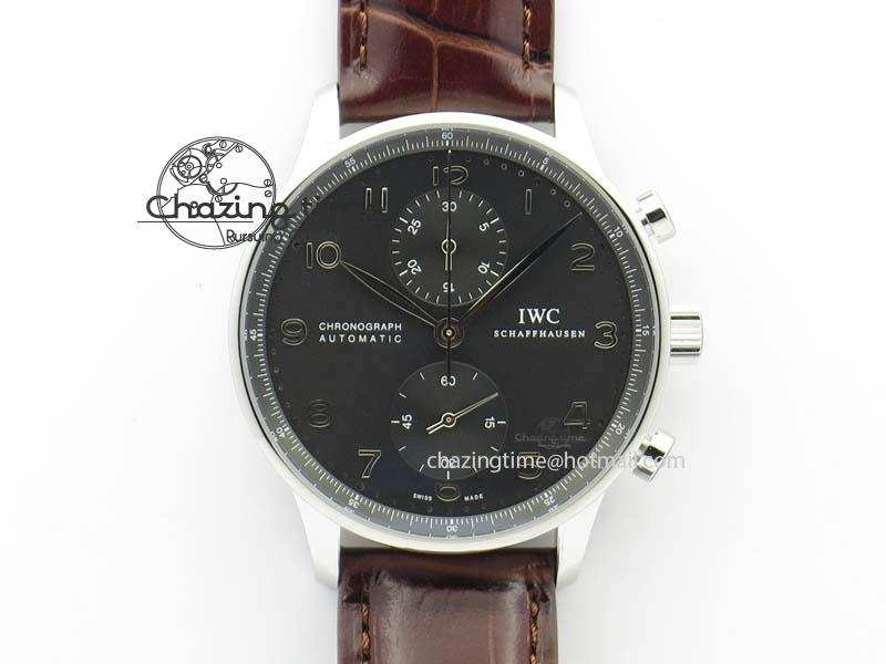 Portuguese Chrono IW371431 ZF 1:1 Best Edition Gray Dial On Brown Leather Strap A79350 (Slim Movement)