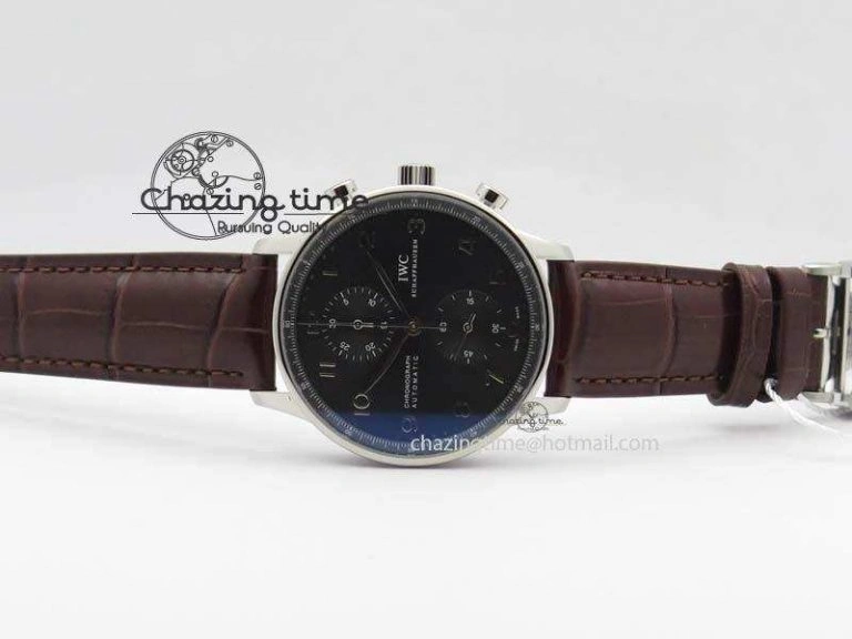 Portuguese Chrono IW371431 ZF 1:1 Best Edition Gray Dial On Brown Leather Strap A79350 (Slim Movement)