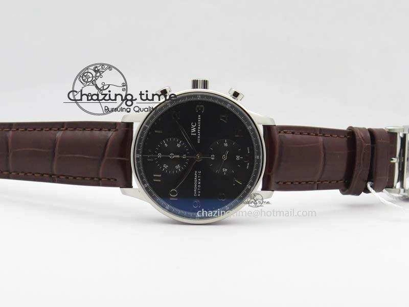 Portuguese Chrono IW371431 ZF 1:1 Best Edition Gray Dial On Brown Leather Strap A79350 (Slim Movement)