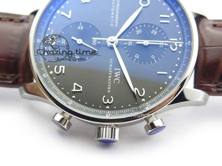 Portuguese Chrono IW371431 ZF 1:1 Best Edition Gray Dial On Brown Leather Strap A79350 (Slim Movement)