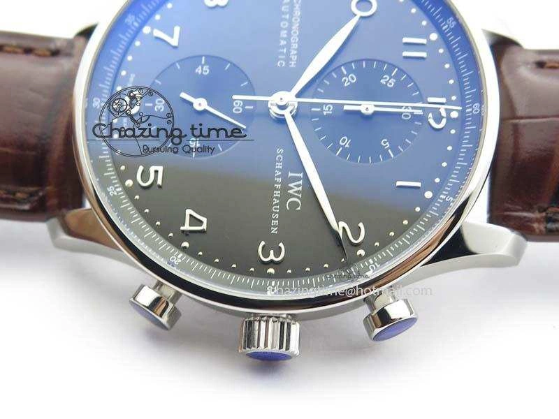 Portuguese Chrono IW371431 ZF 1:1 Best Edition Gray Dial On Brown Leather Strap A79350 (Slim Movement)