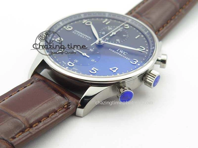 Portuguese Chrono IW371431 ZF 1:1 Best Edition Gray Dial On Brown Leather Strap A79350 (Slim Movement)