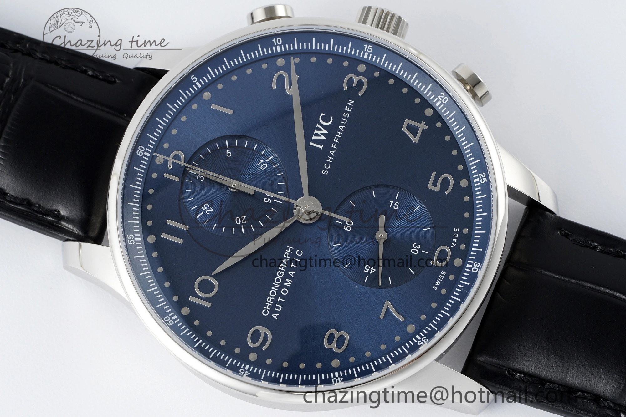 Portuguese Chrono IW3716 RSF 1:1 Best Edition Blue Dial on Black Leather Strap A7750