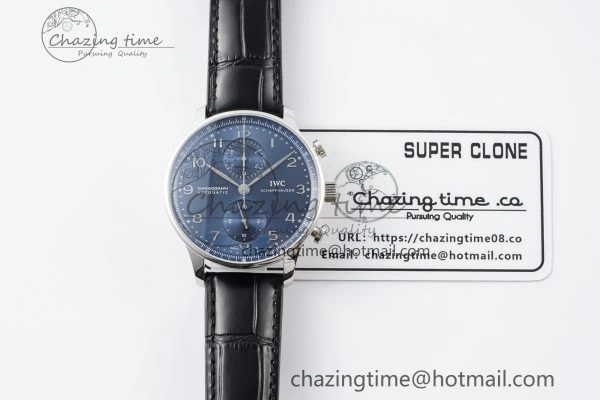 Portuguese Chrono IW3716 RSF 1:1 Best Edition Blue Dial on Black Leather Strap A7750