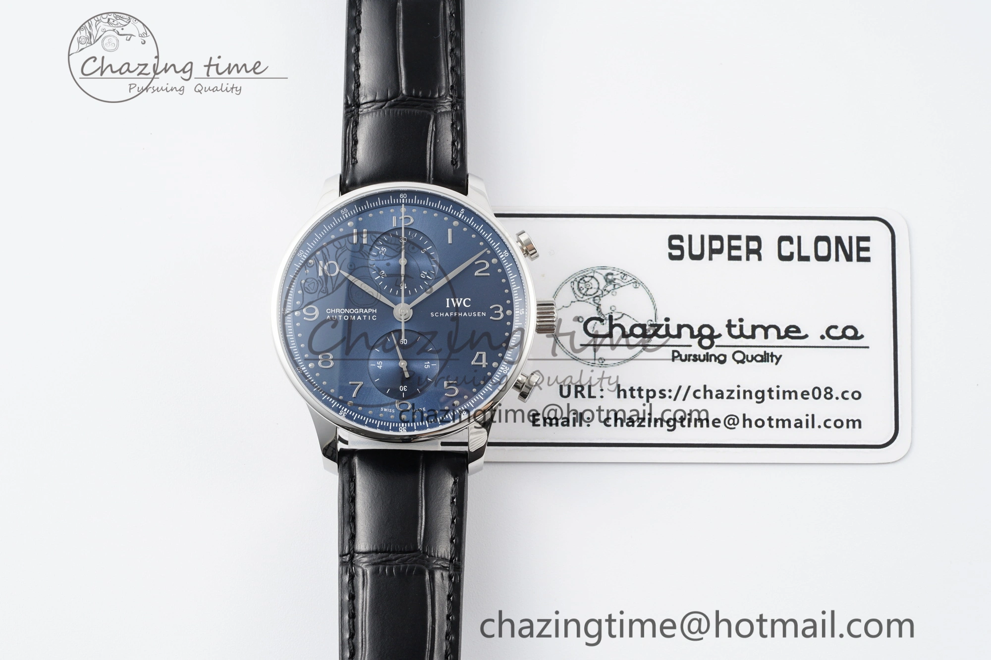 Portuguese Chrono IW3716 RSF 1:1 Best Edition Blue Dial on Black Leather Strap A7750