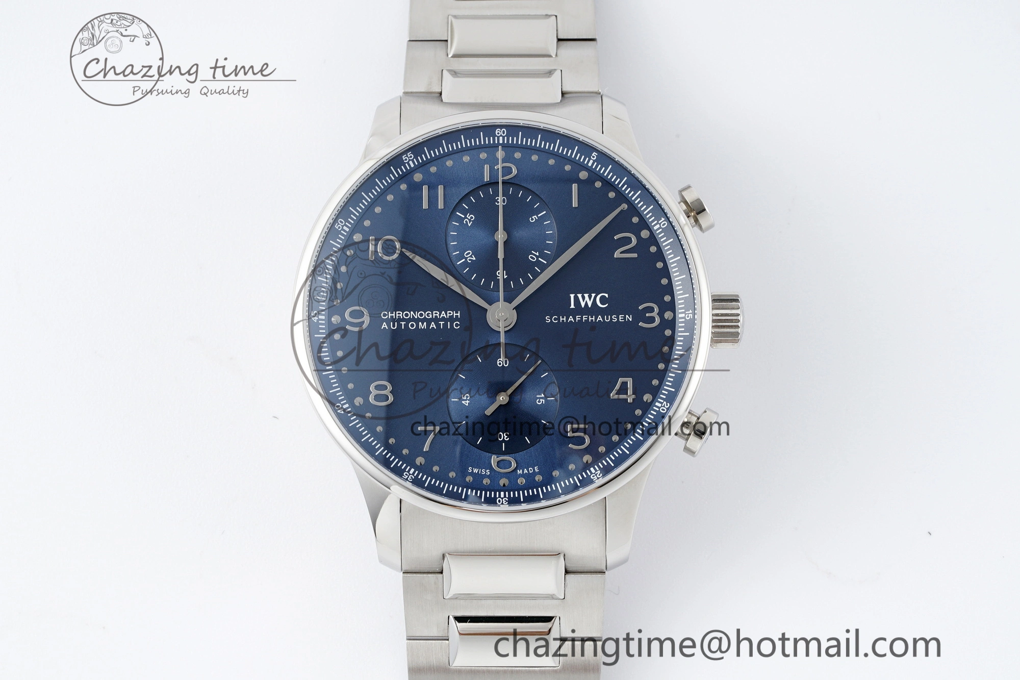 Portuguese Chrono IW3716 RSF 1:1 Best Edition Blue Dial on SS Bracelet A7750