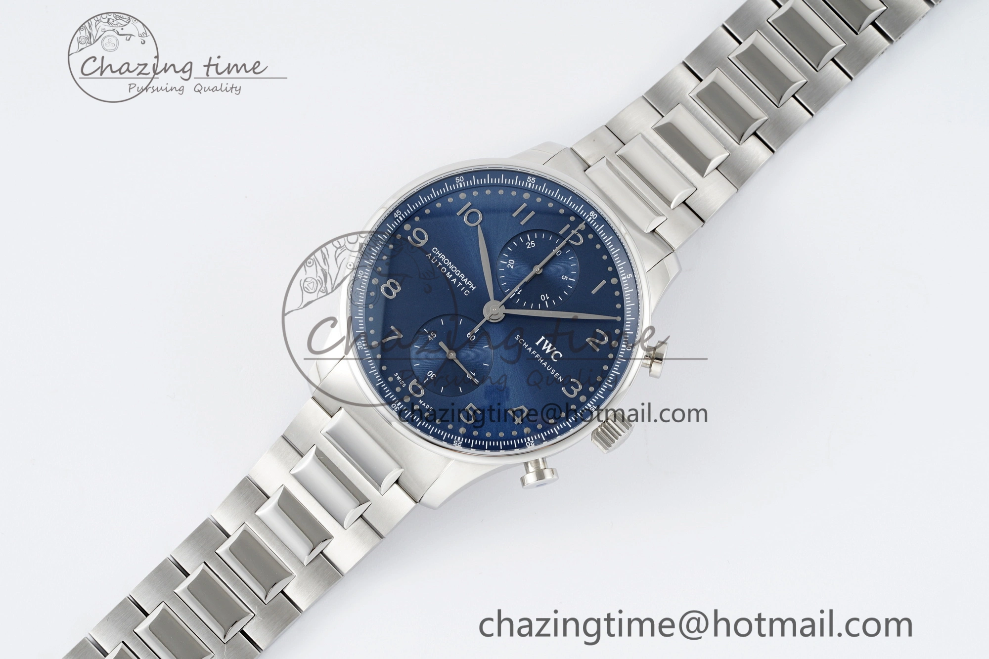 Portuguese Chrono IW3716 RSF 1:1 Best Edition Blue Dial on SS Bracelet A7750