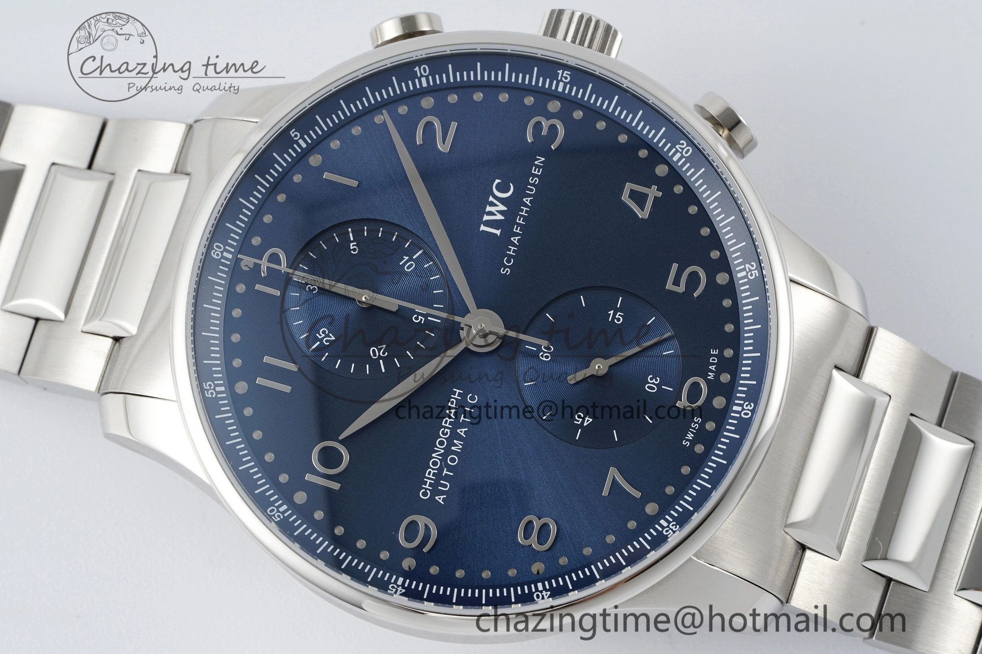 Portuguese Chrono IW3716 RSF 1:1 Best Edition Blue Dial on SS Bracelet A7750
