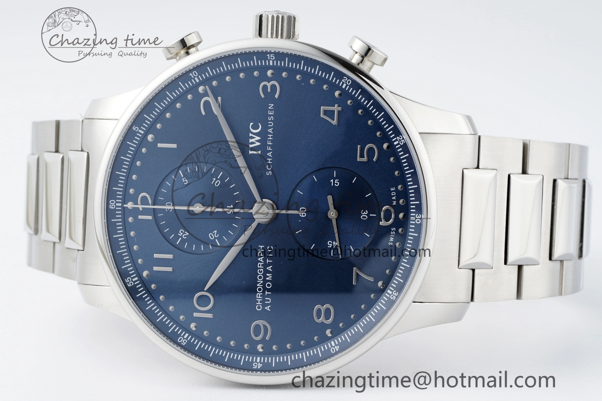 Portuguese Chrono IW3716 RSF 1:1 Best Edition Blue Dial on SS Bracelet A7750