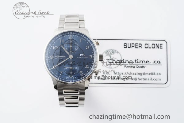 Portuguese Chrono IW3716 RSF 1:1 Best Edition Blue Dial on SS Bracelet A7750