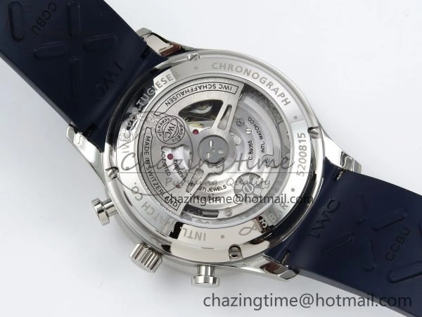 Portuguese Chrono IW3716 Z+F 1:1 Best Edition Blue Dial on Blue Rubber Strap A69355