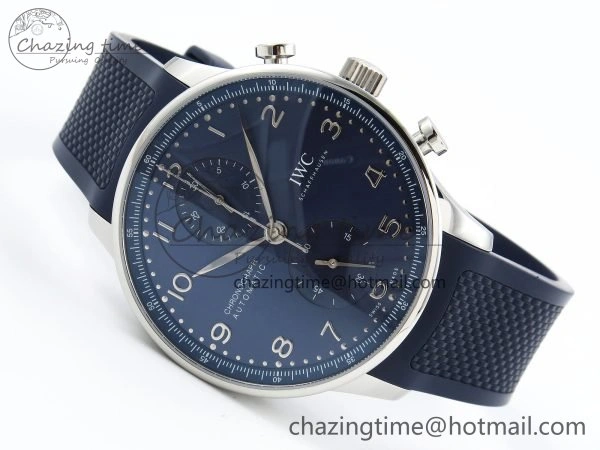 Portuguese Chrono IW3716 Z+F 1:1 Best Edition Blue Dial on Blue Rubber Strap A69355