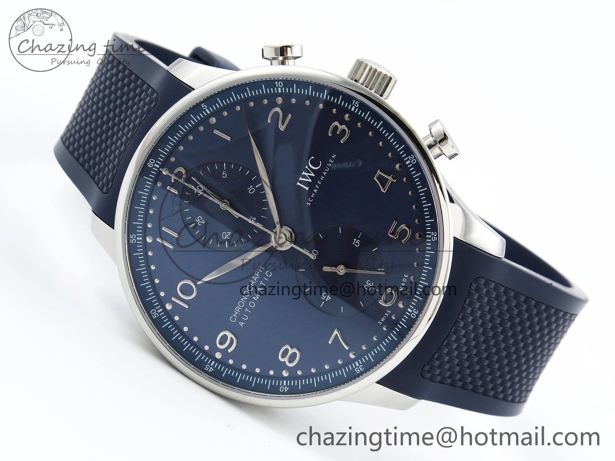 Portuguese Chrono IW3716 Z+F 1:1 Best Edition Blue Dial on Blue Rubber Strap A69355