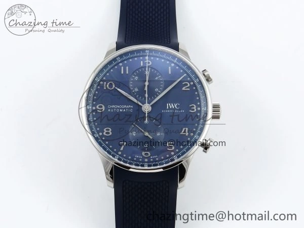 Portuguese Chrono IW3716 Z+F 1:1 Best Edition Blue Dial on Blue Rubber Strap A69355