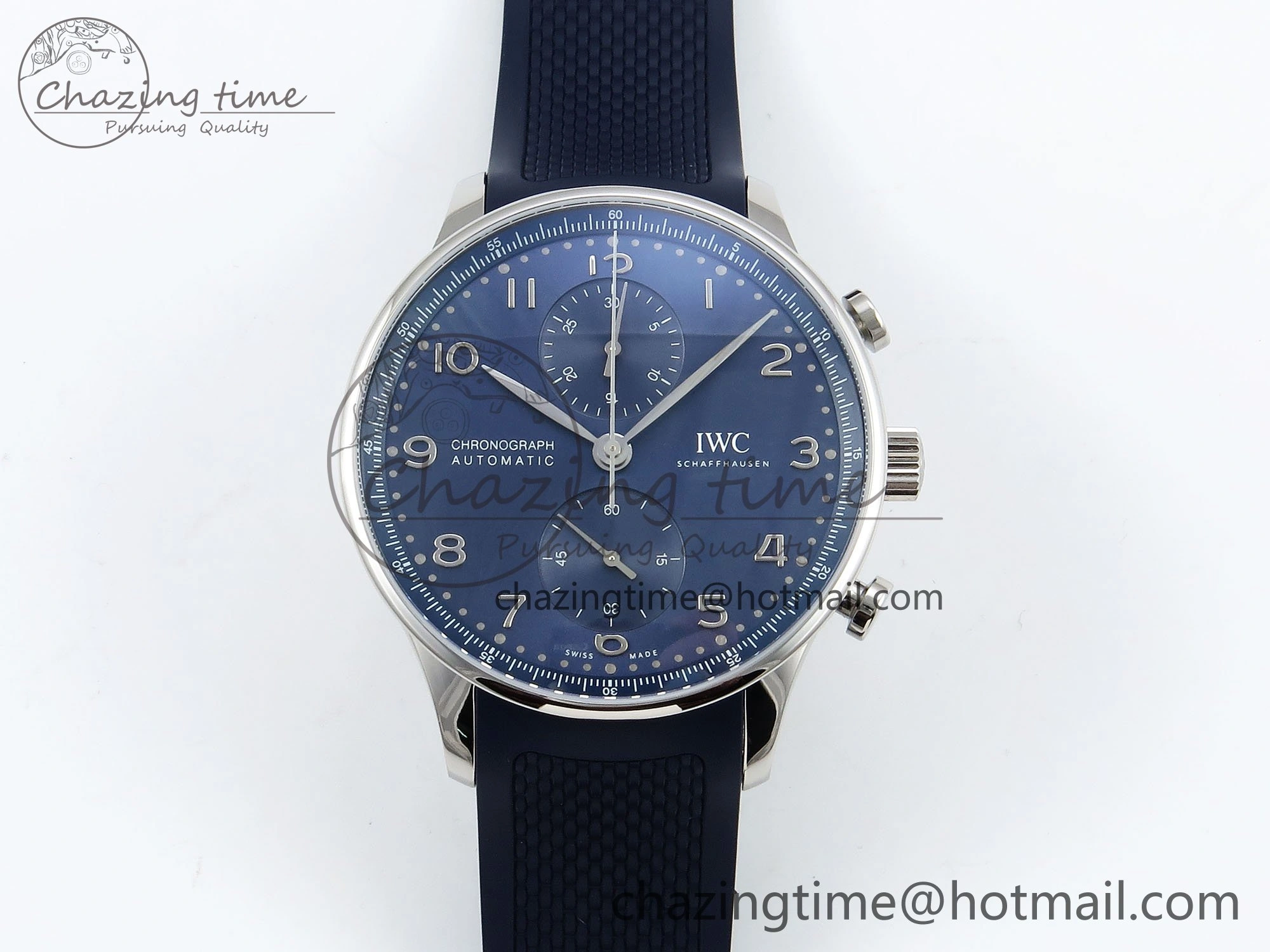 Portuguese Chrono IW3716 Z+F 1:1 Best Edition Blue Dial on Blue Rubber Strap A69355