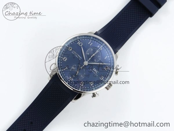 Portuguese Chrono IW3716 Z+F 1:1 Best Edition Blue Dial on Blue Rubber Strap A69355