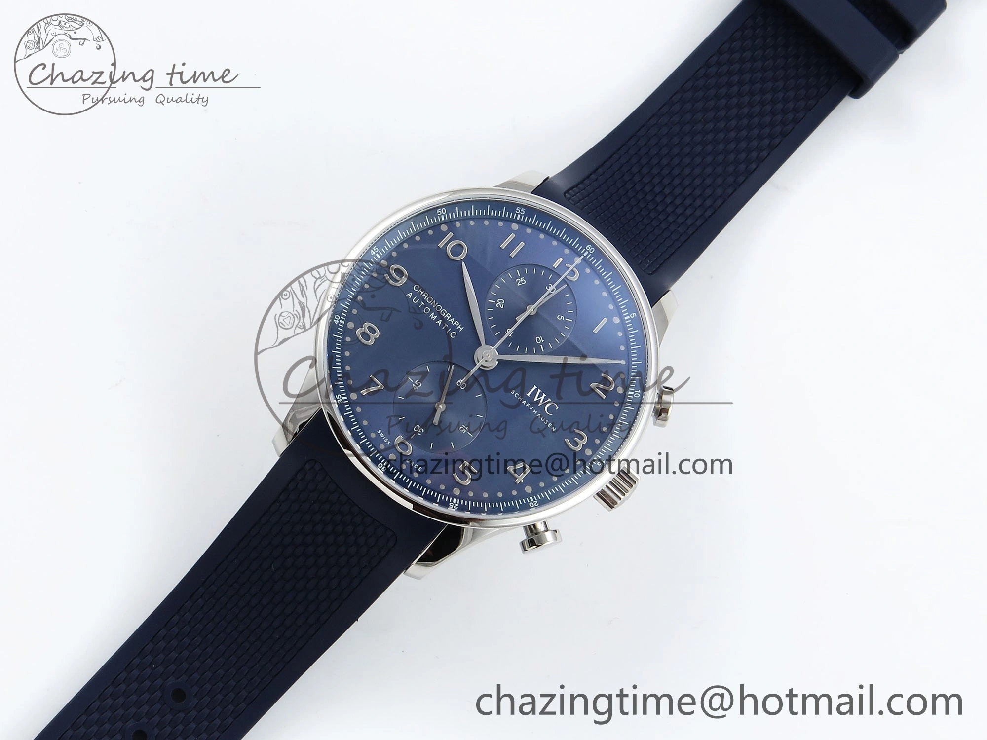 Portuguese Chrono IW3716 Z+F 1:1 Best Edition Blue Dial on Blue Rubber Strap A69355