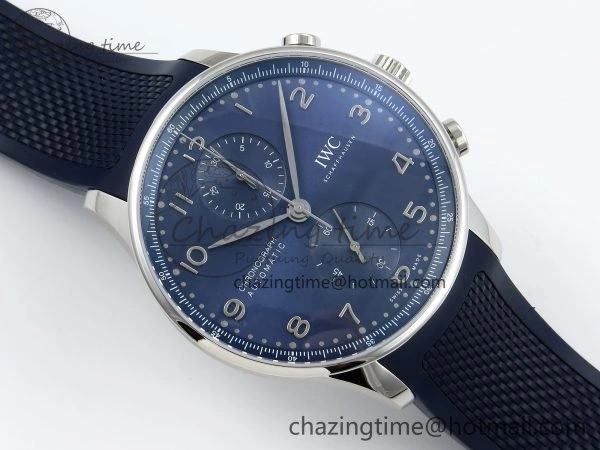Portuguese Chrono IW3716 Z+F 1:1 Best Edition Blue Dial on Blue Rubber Strap A69355