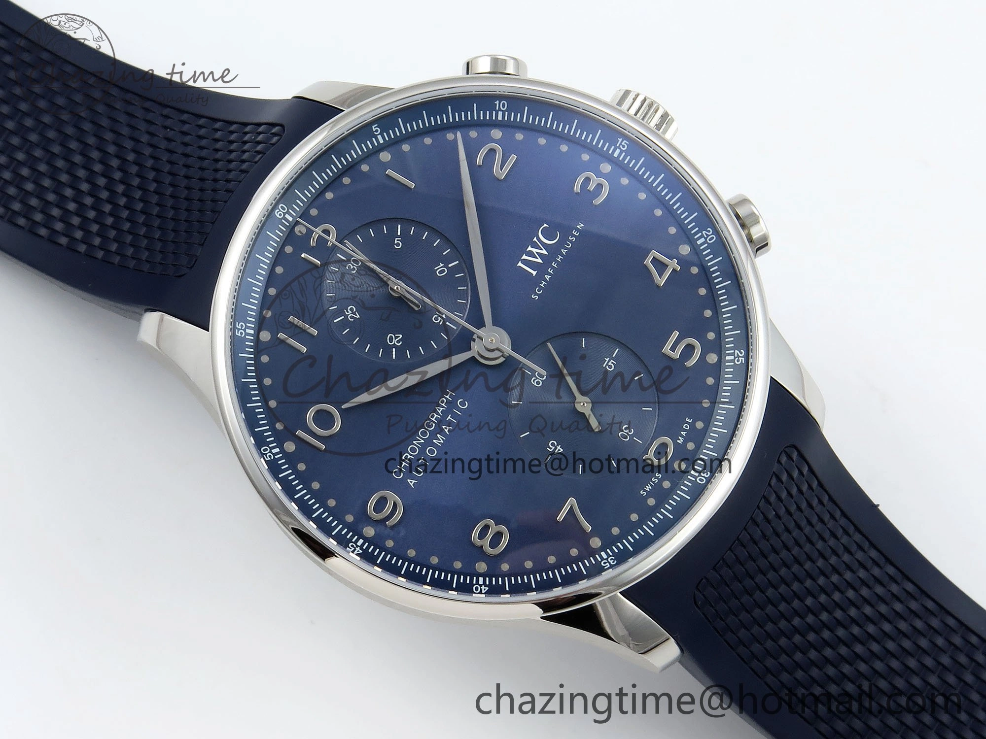 Portuguese Chrono IW3716 Z+F 1:1 Best Edition Blue Dial on Blue Rubber Strap A69355