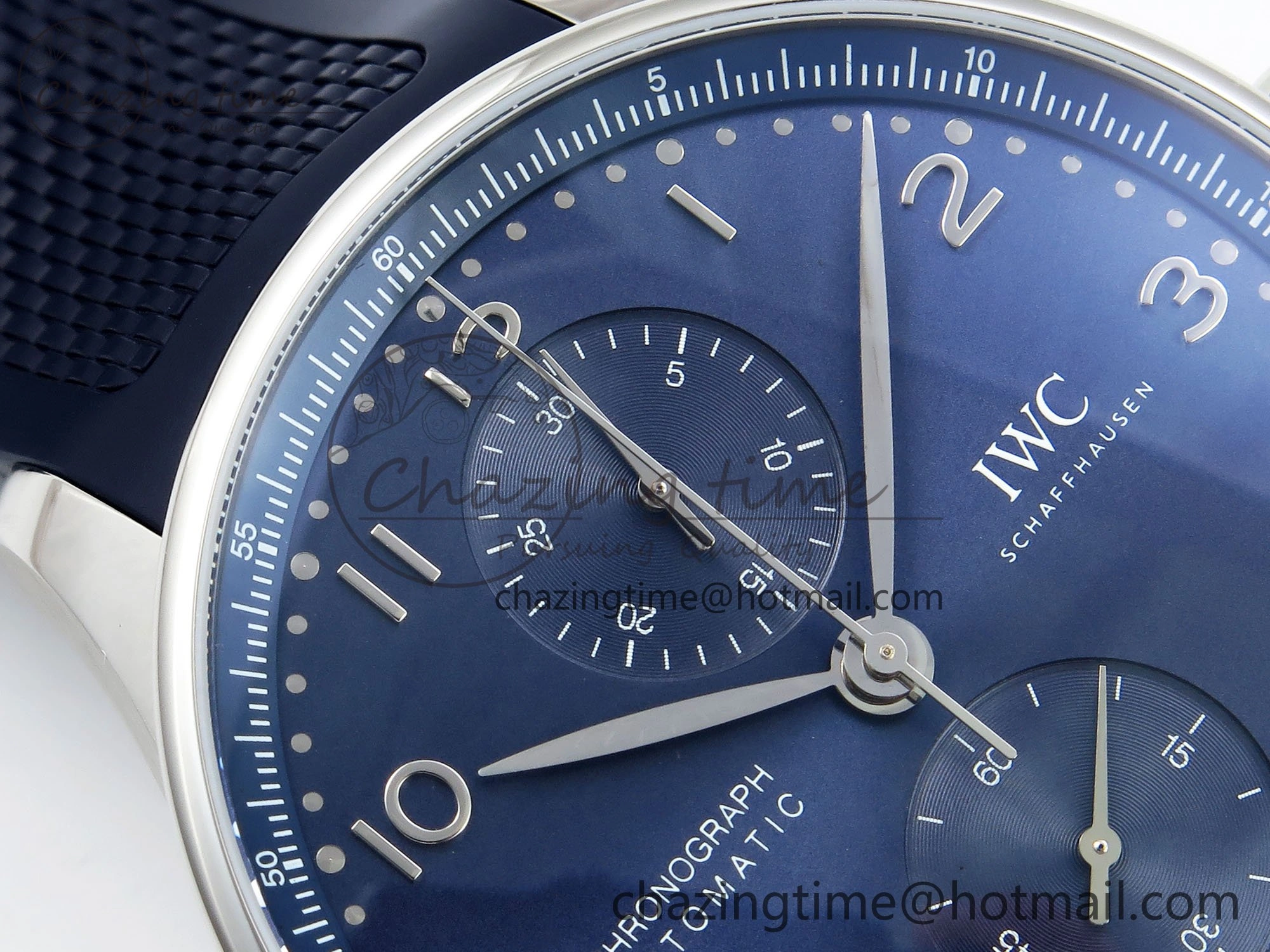 Portuguese Chrono IW3716 Z+F 1:1 Best Edition Blue Dial on Blue Rubber Strap A69355