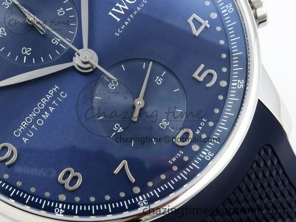 Portuguese Chrono IW3716 Z+F 1:1 Best Edition Blue Dial on Blue Rubber Strap A69355