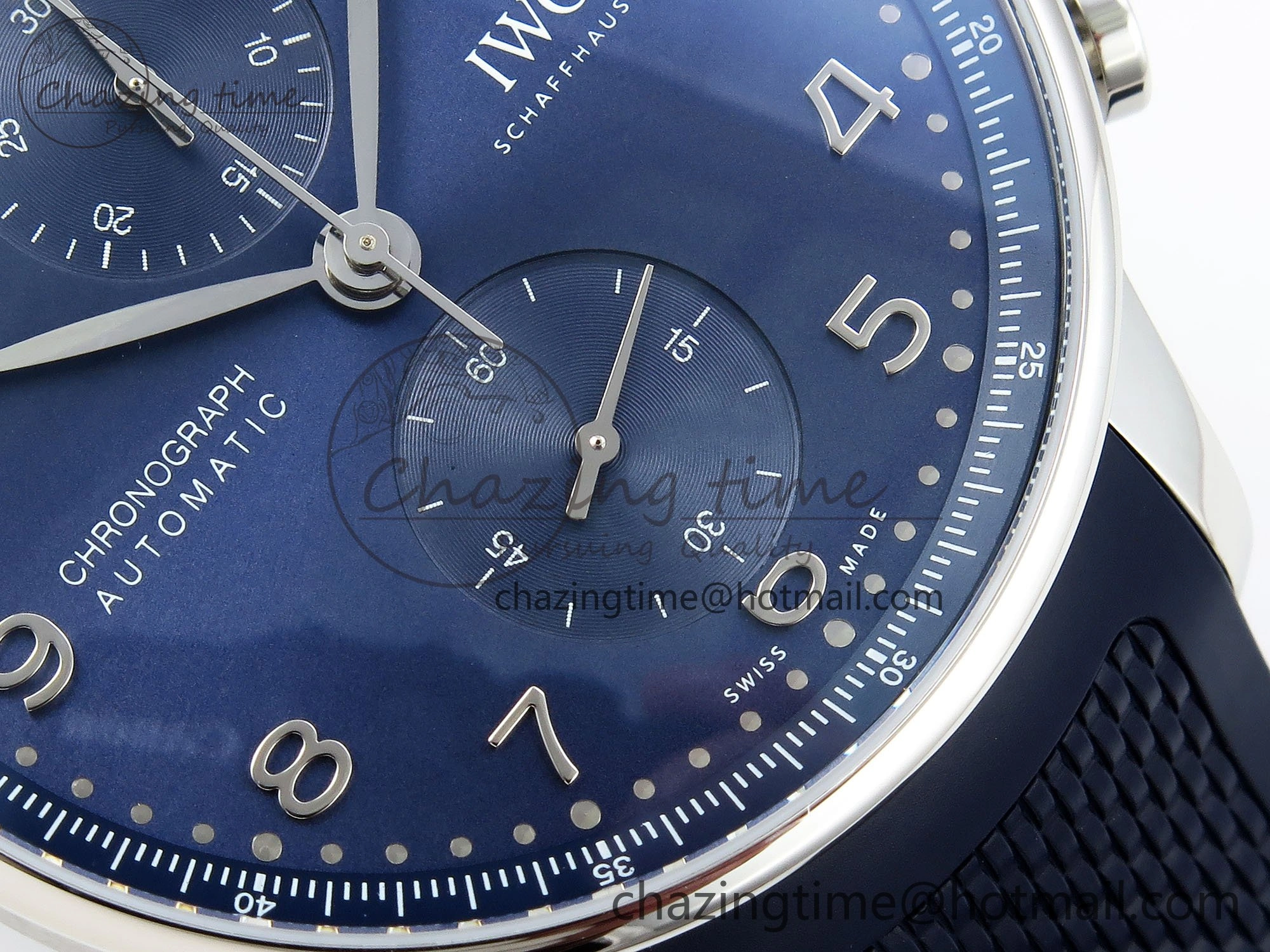 Portuguese Chrono IW3716 Z+F 1:1 Best Edition Blue Dial on Blue Rubber Strap A69355