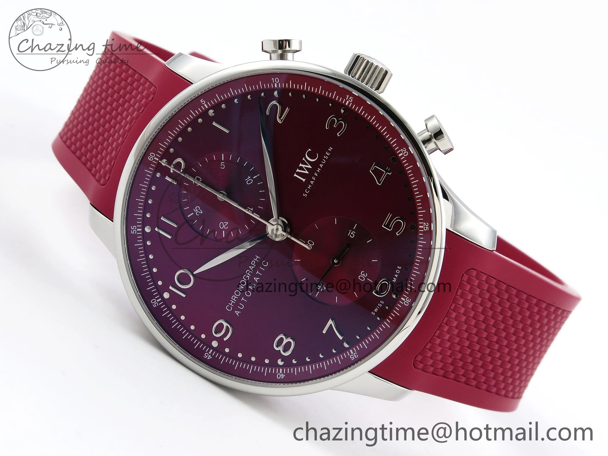 Portuguese Chrono IW3716 Z+F 1:1 Best Edition Red Dial on Red Rubber Strap A69355