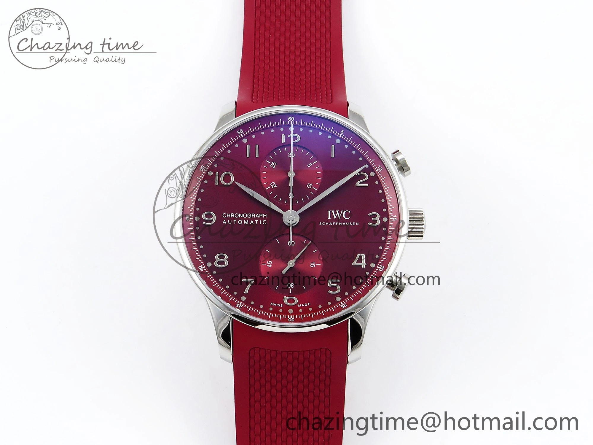 Portuguese Chrono IW3716 Z+F 1:1 Best Edition Red Dial on Red Rubber Strap A69355