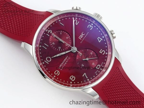 Portuguese Chrono IW3716 Z+F 1:1 Best Edition Red Dial on Red Rubber Strap A69355