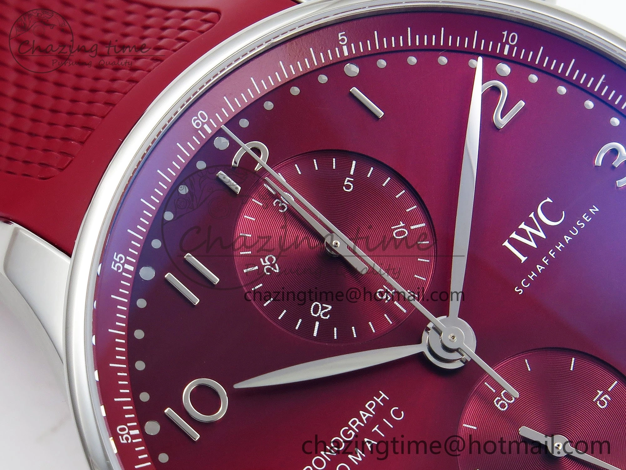 Portuguese Chrono IW3716 Z+F 1:1 Best Edition Red Dial on Red Rubber Strap A69355