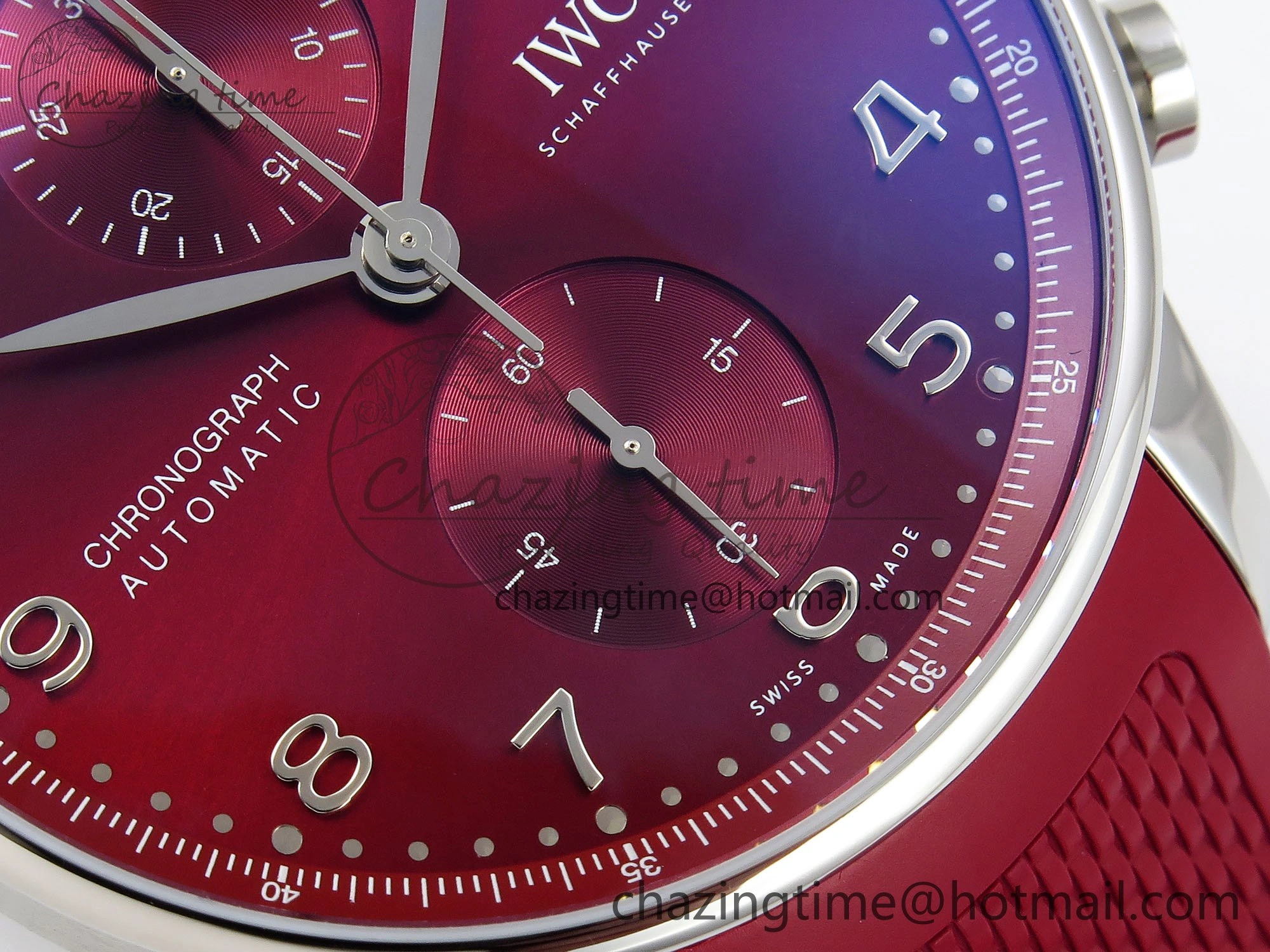 Portuguese Chrono IW3716 Z+F 1:1 Best Edition Red Dial on Red Rubber Strap A69355