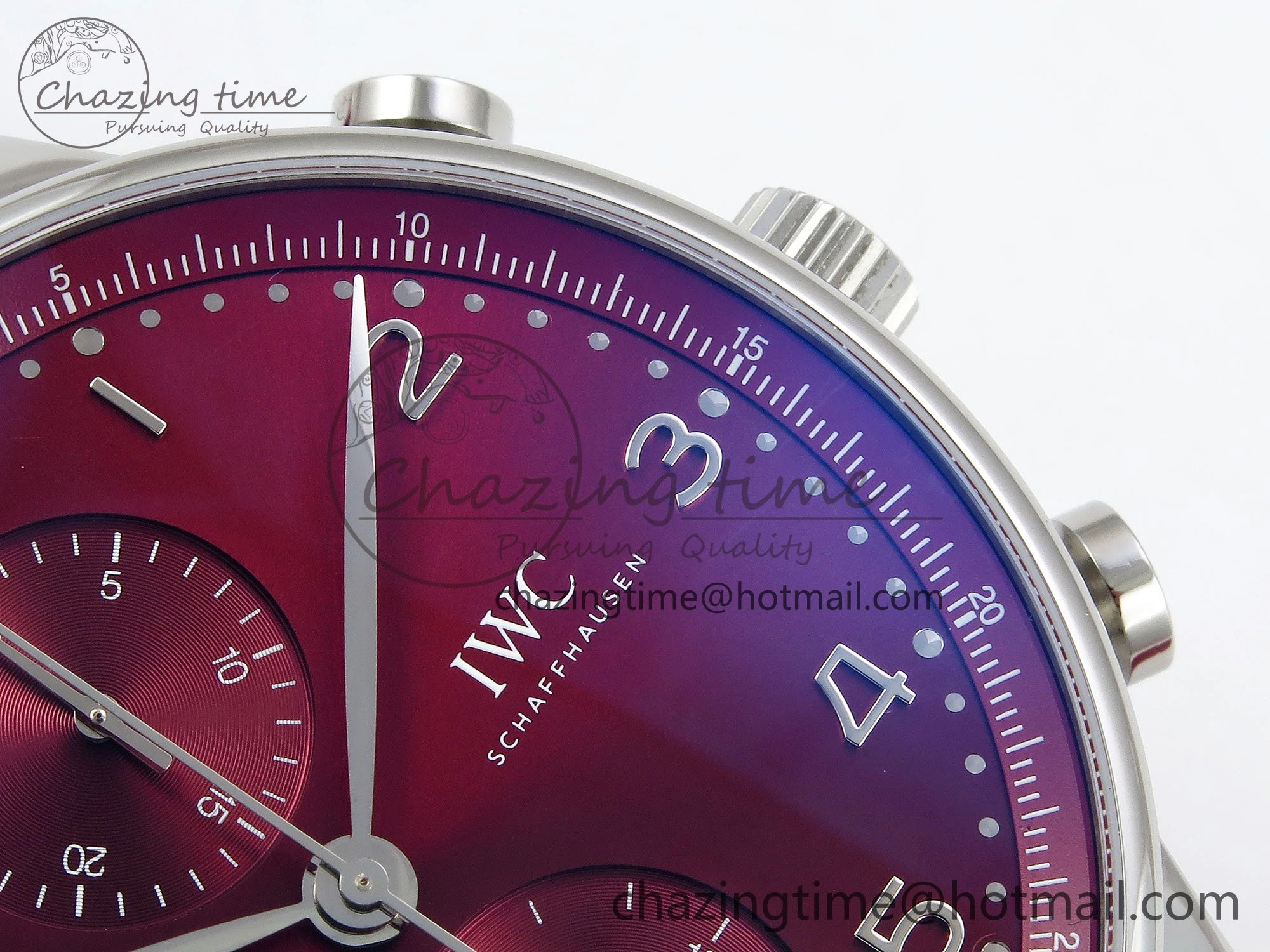 Portuguese Chrono IW3716 Z+F 1:1 Best Edition Red Dial on Red Rubber Strap A69355