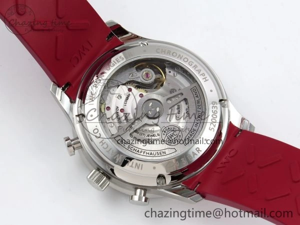 Portuguese Chrono IW3716 Z+F 1:1 Best Edition Red Dial on Red Rubber Strap A69355