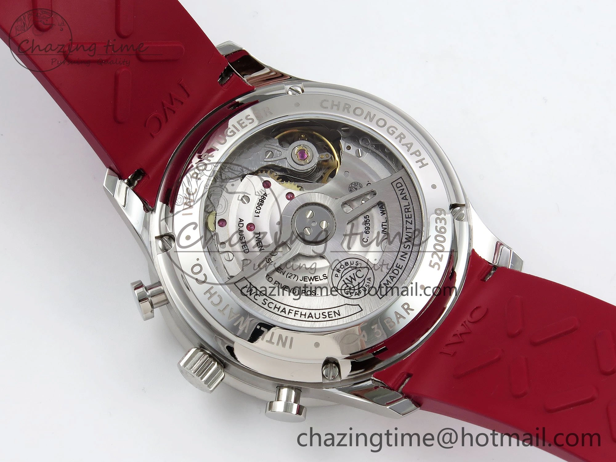 Portuguese Chrono IW3716 Z+F 1:1 Best Edition Red Dial on Red Rubber Strap A69355