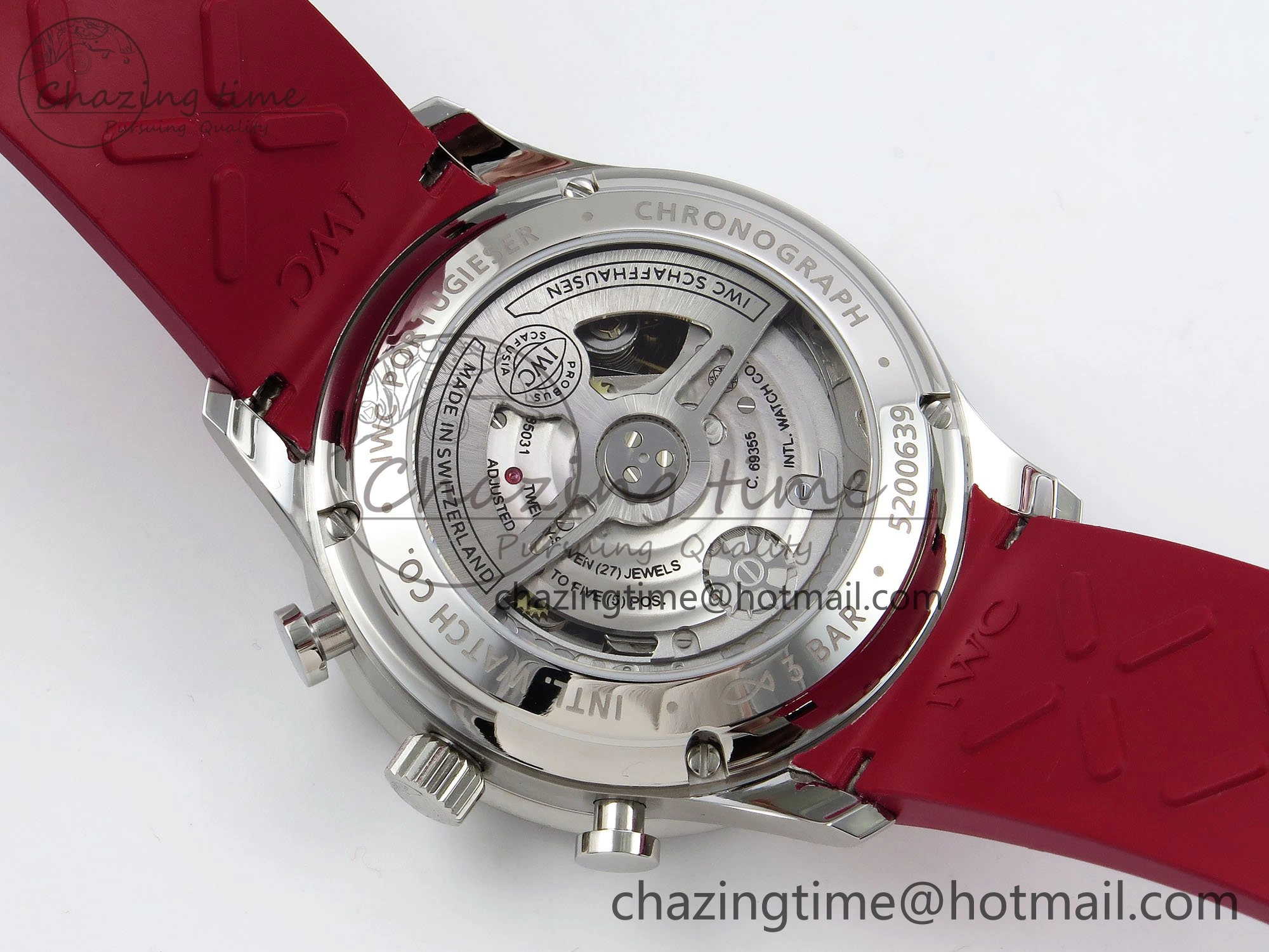 Portuguese Chrono IW3716 Z+F 1:1 Best Edition Red Dial on Red Rubber Strap A69355