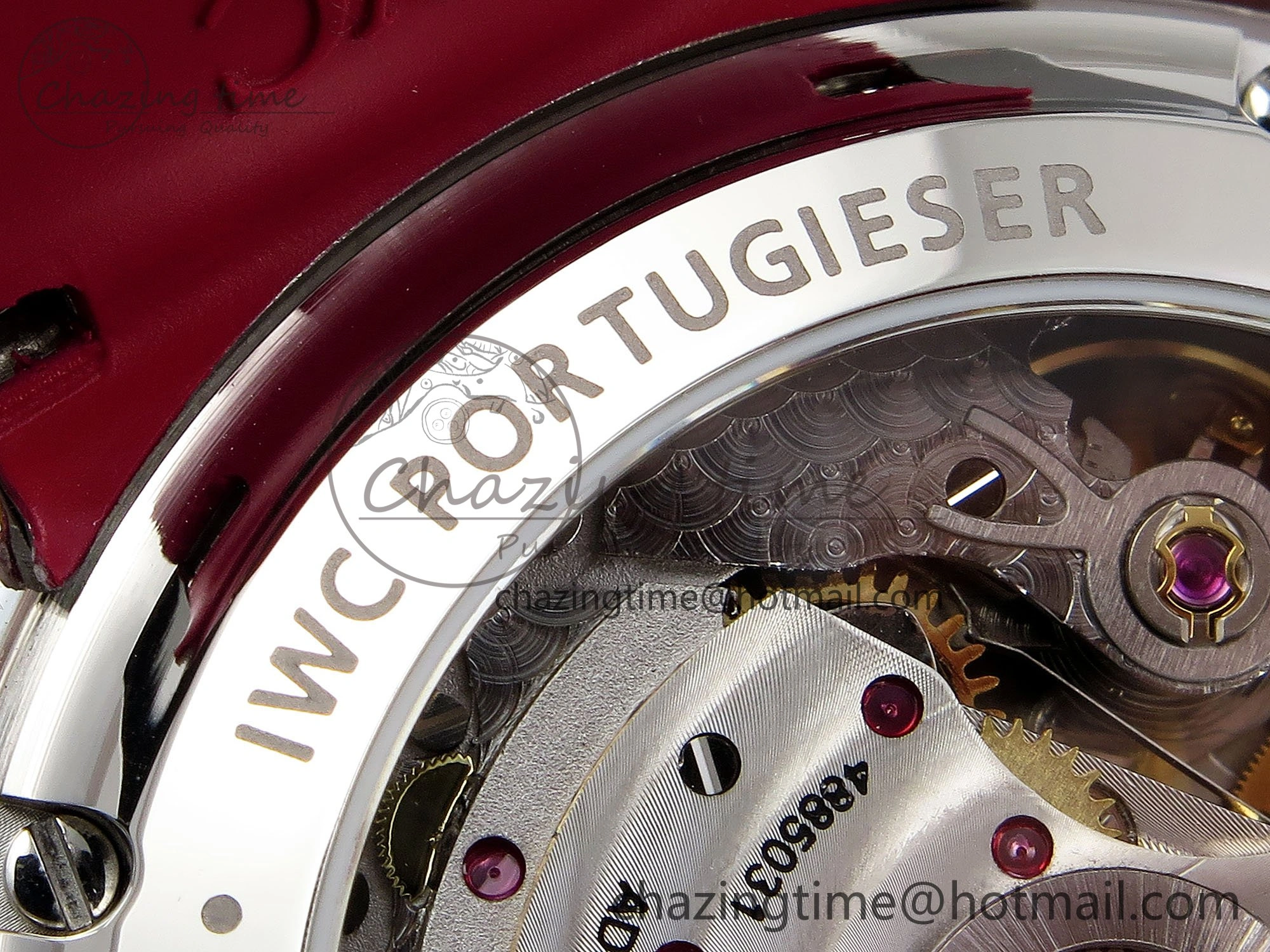 Portuguese Chrono IW3716 Z+F 1:1 Best Edition Red Dial on Red Rubber Strap A69355