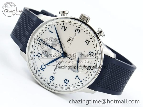 Portuguese Chrono IW3716 Z+F 1:1 Best Edition White Dial on Blue Rubber Strap A69355