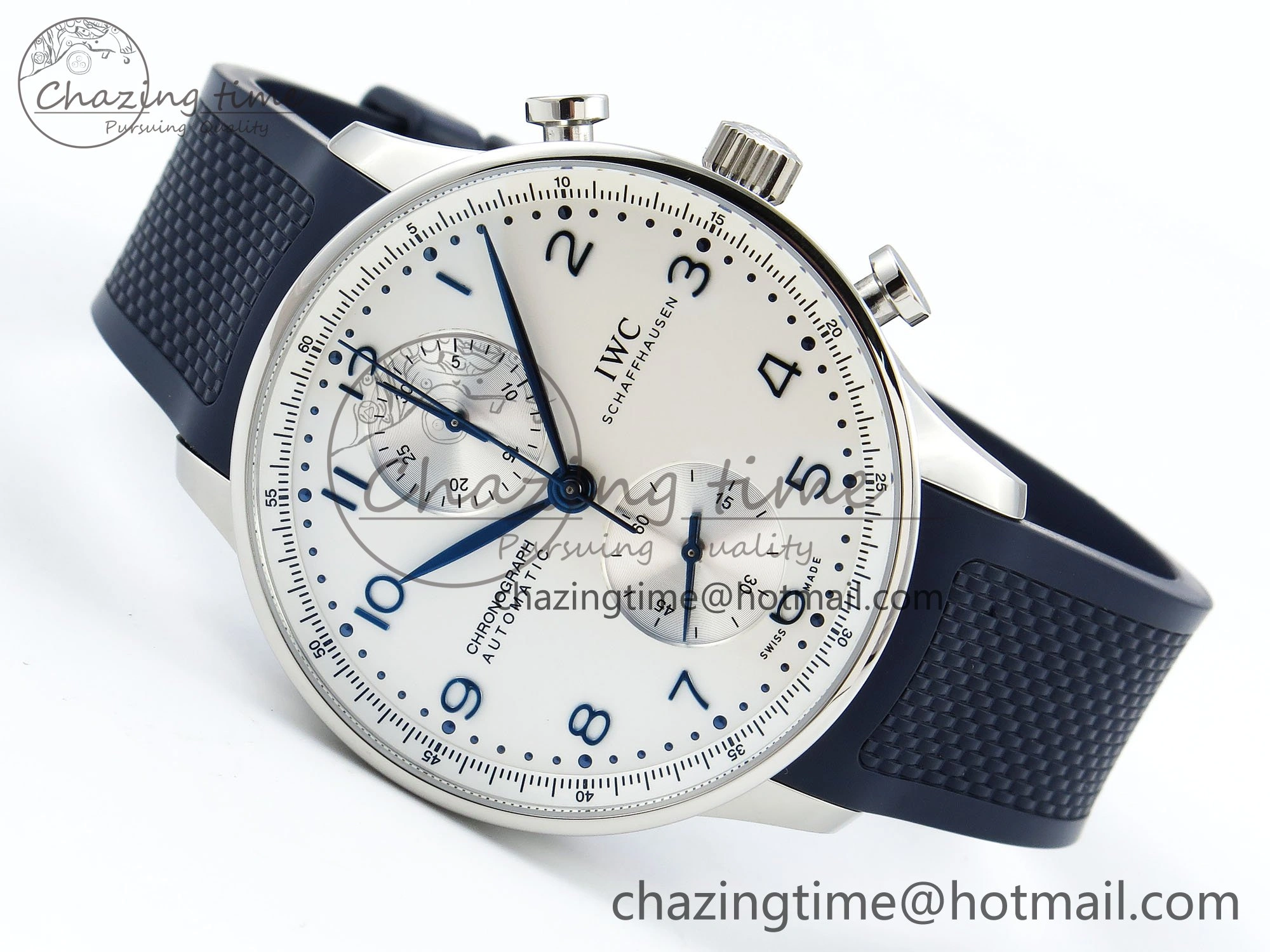 Portuguese Chrono IW3716 Z+F 1:1 Best Edition White Dial on Blue Rubber Strap A69355