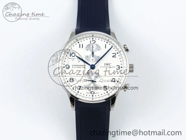 Portuguese Chrono IW3716 Z+F 1:1 Best Edition White Dial on Blue Rubber Strap A69355