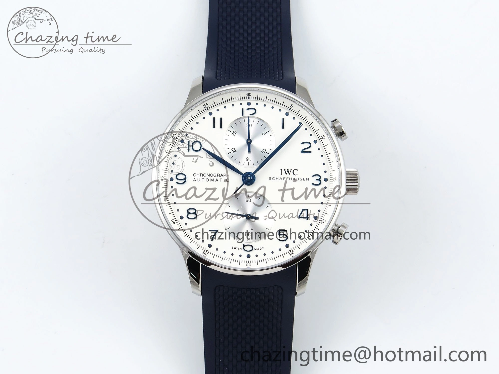 Portuguese Chrono IW3716 Z+F 1:1 Best Edition White Dial on Blue Rubber Strap A69355