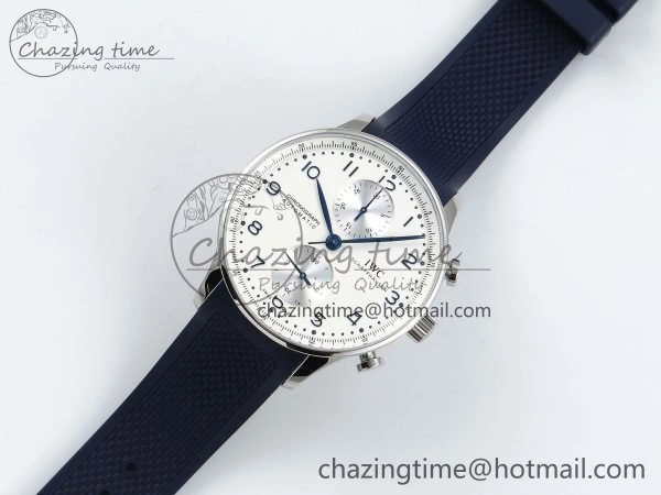 Portuguese Chrono IW3716 Z+F 1:1 Best Edition White Dial on Blue Rubber Strap A69355