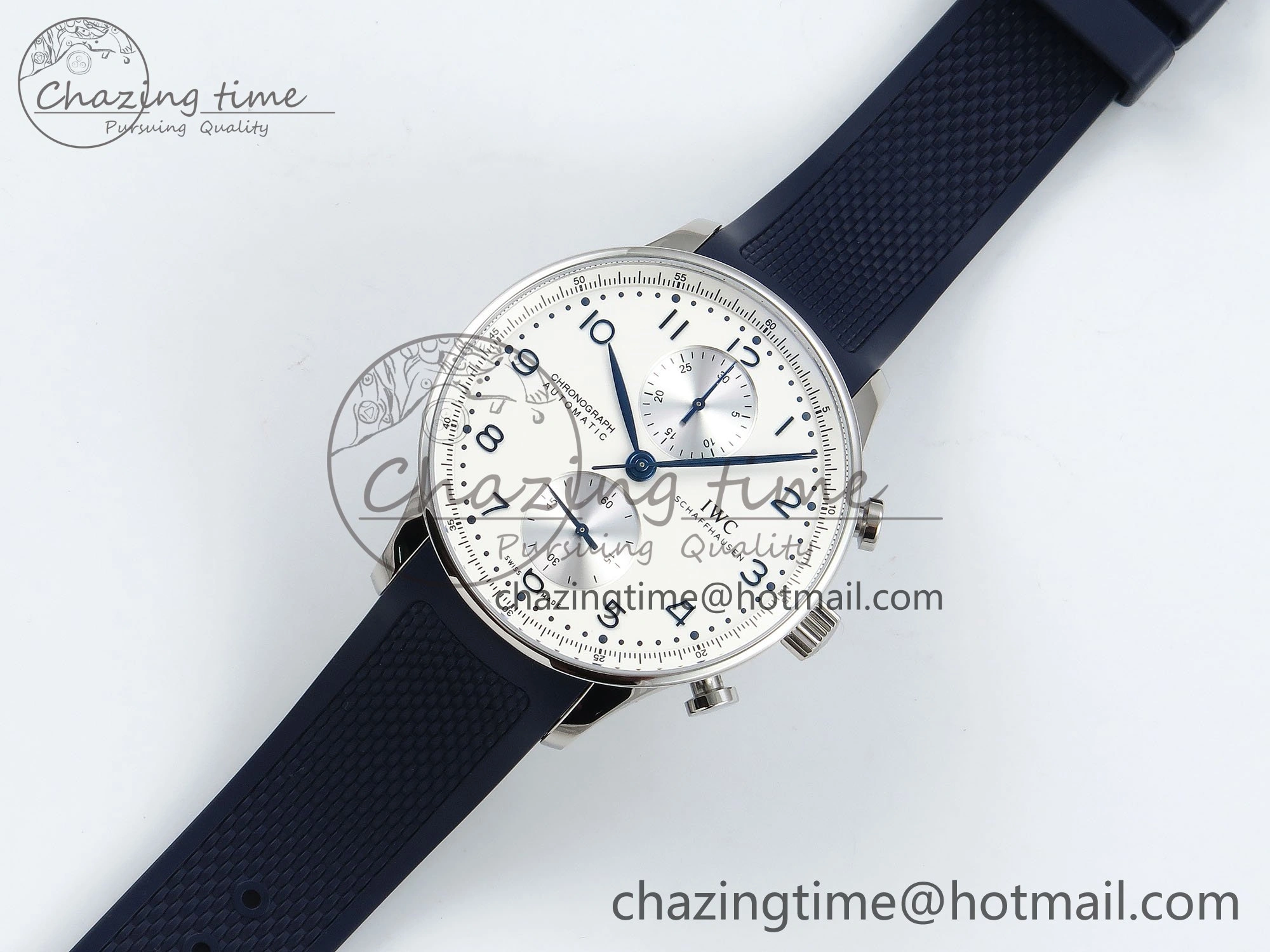 Portuguese Chrono IW3716 Z+F 1:1 Best Edition White Dial on Blue Rubber Strap A69355