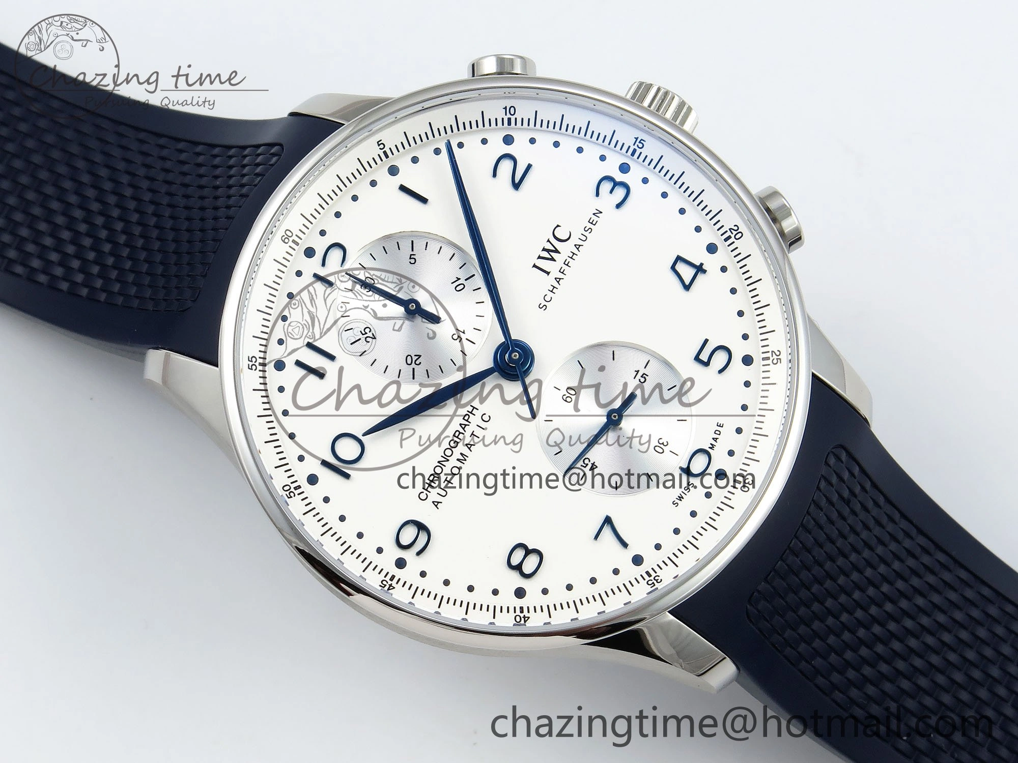 Portuguese Chrono IW3716 Z+F 1:1 Best Edition White Dial on Blue Rubber Strap A69355