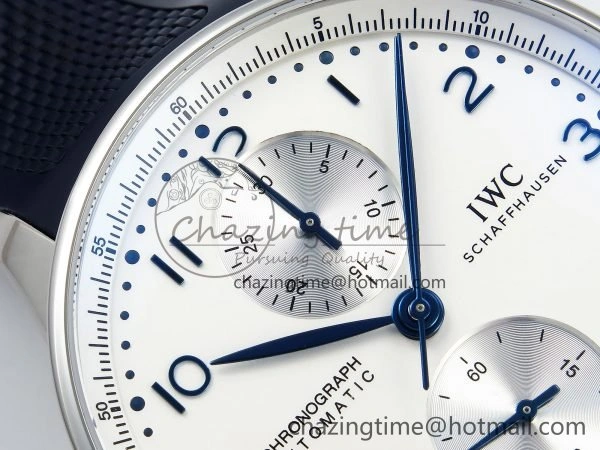 Portuguese Chrono IW3716 Z+F 1:1 Best Edition White Dial on Blue Rubber Strap A69355