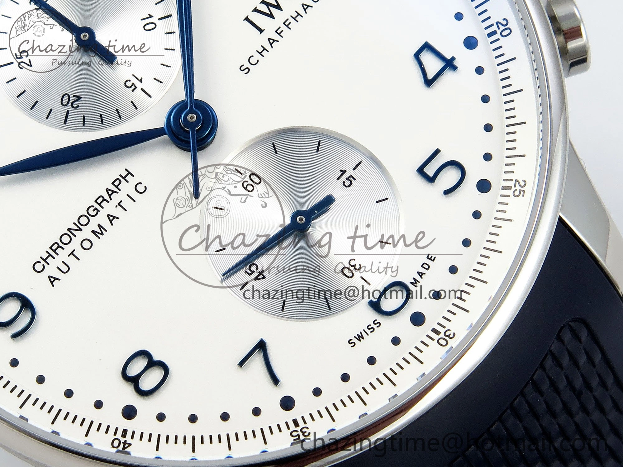 Portuguese Chrono IW3716 Z+F 1:1 Best Edition White Dial on Blue Rubber Strap A69355